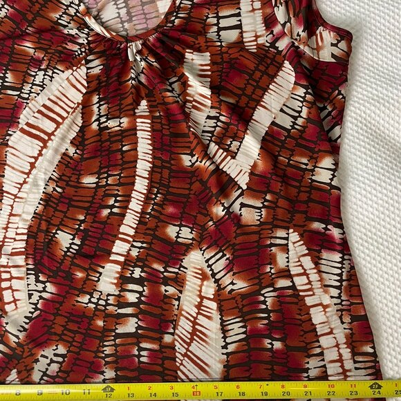 WORTHINGTON Woman Stretch 2X KNIT BLOUSE TOP Short Sleeves V-NECK Brown Black - Picture 13 of 15